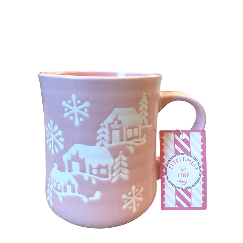 Peppermint & Pine Winter Comes To Town Gingerbread House Pink Coffee Mug 20oz